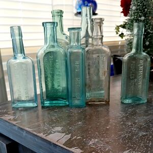 Seven Authentic 1800's Medicinal Bottles Asst.